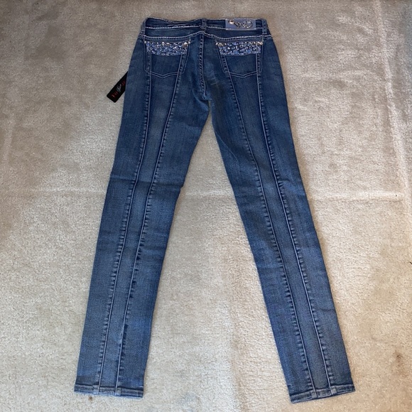 Virgin Only brand deluxe skinny jeans. Bedazzled front and back pockets. - Picture 4 of 6